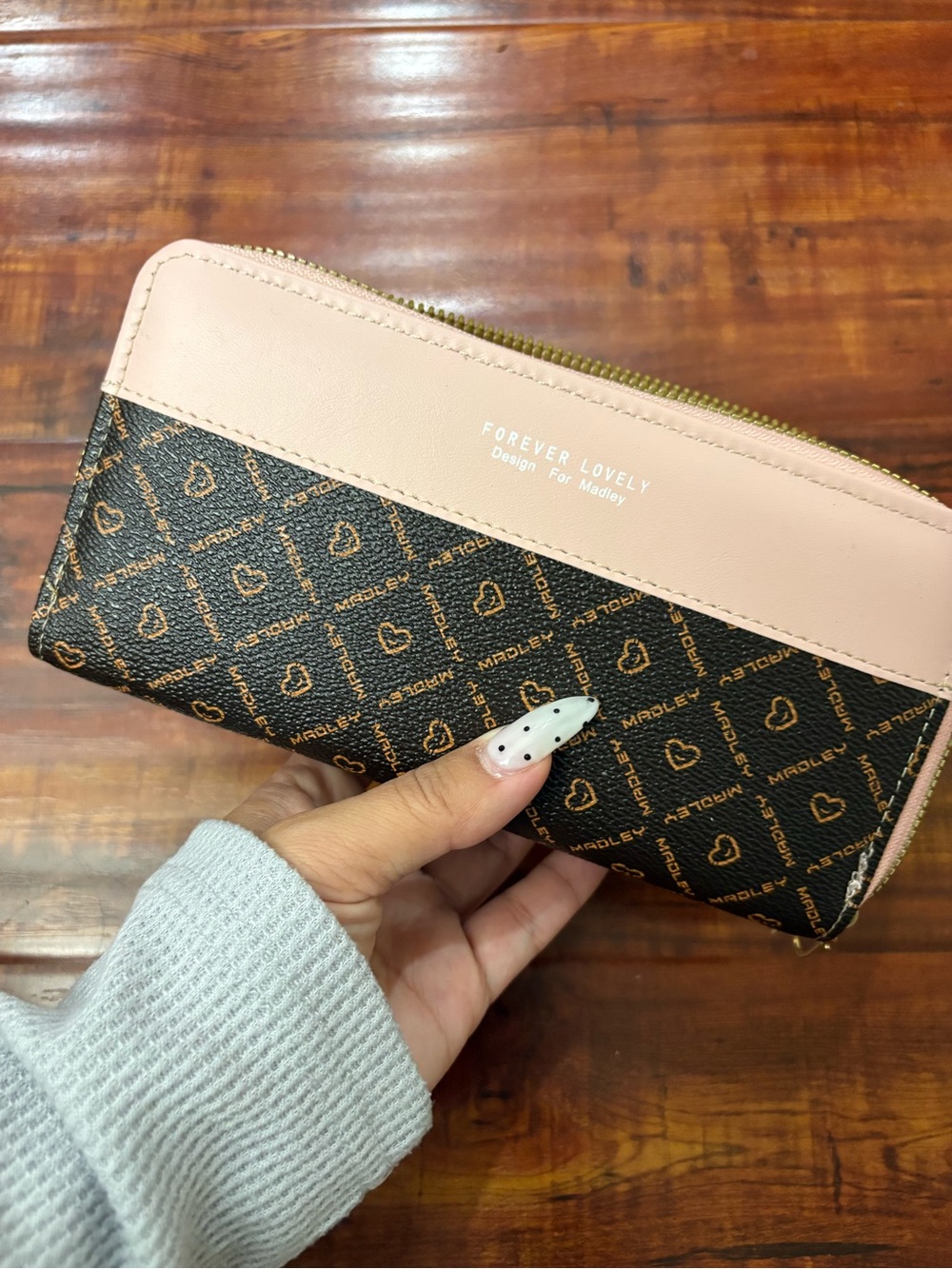 Pink Trim Zip Wallet